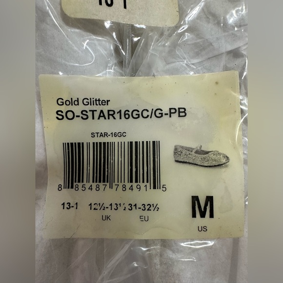 NWT Chasing Fireflies Girls Gold Sparkling Shoes size medium 13-1 - Picture 2 of 5